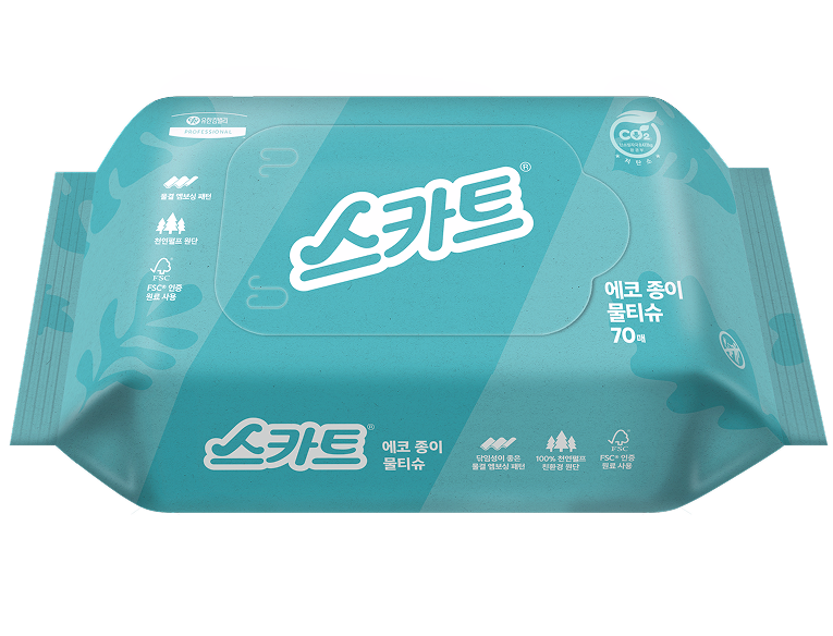 유한킴벌리 스카트 에코 종이 물티슈 70매 FSC인증 친환경 천연펄프